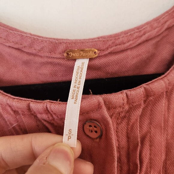 Free People Moonshine Linen Blend Pink Dress Summer Beachy Women's S - Picture 9 of 11